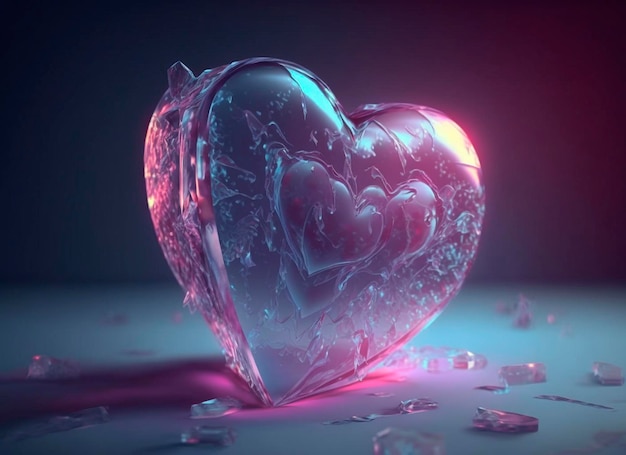 Un cubo de hielo en forma de corazón