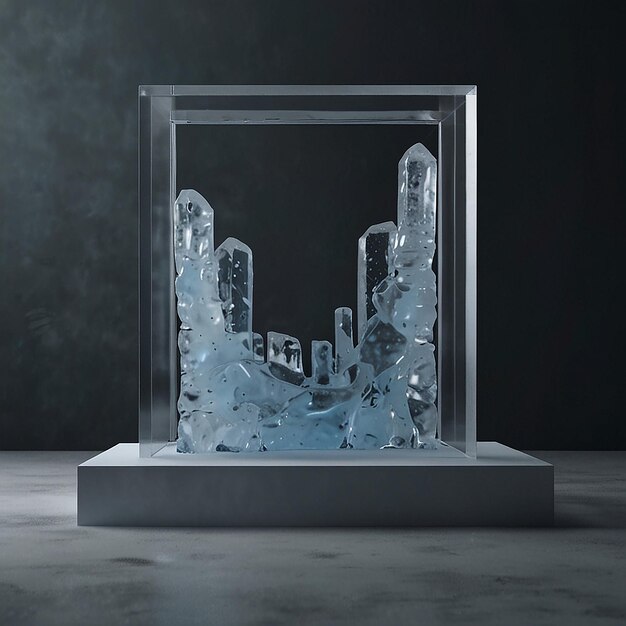 Foto un cubo de hielo con la palabra l en él