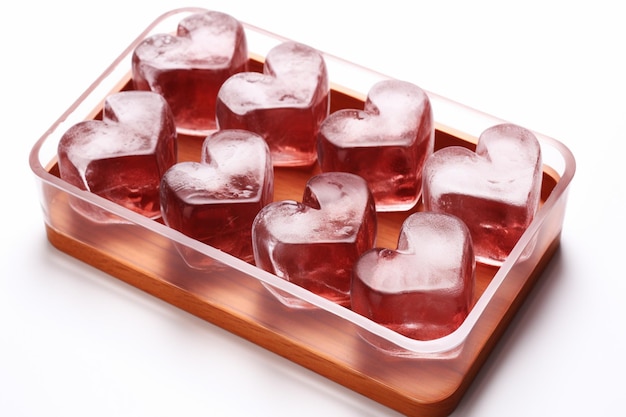 Cubo de hielo rojo en forma de corazón