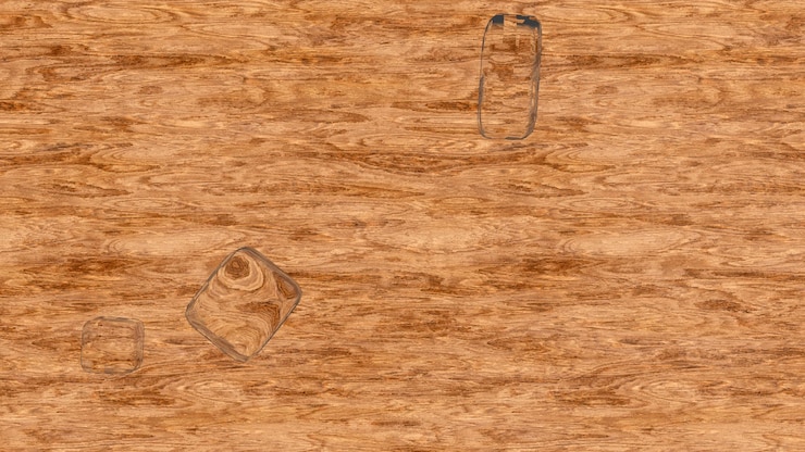Foto cubo de hielo transparente brillante sobre una mesa de madera marrón representación 3d