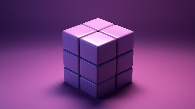 Un cubo morado con la palabra cubo en él.