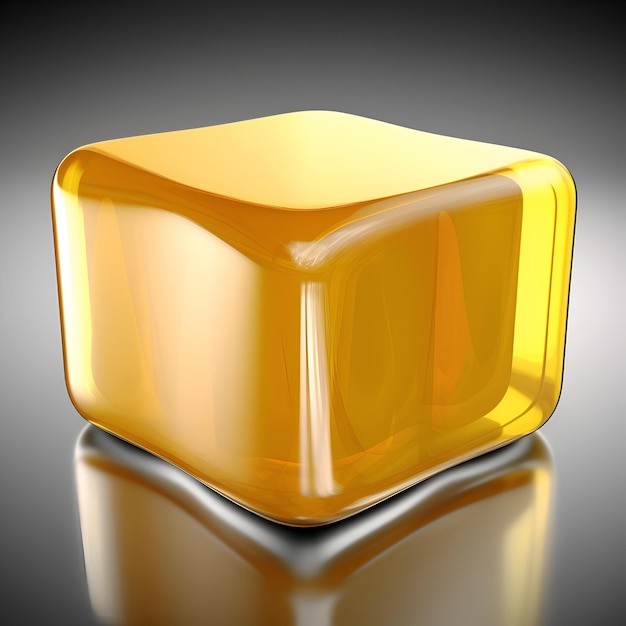 Cubo de oro aislado en fondo negro Ilustración de renderizado 3D con reflexión