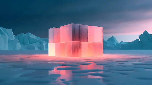 Un cubo con la palabra hielo