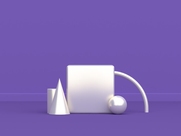 cubo pódio geométrica branco forma mínima resumo roxo-violeta 3d render