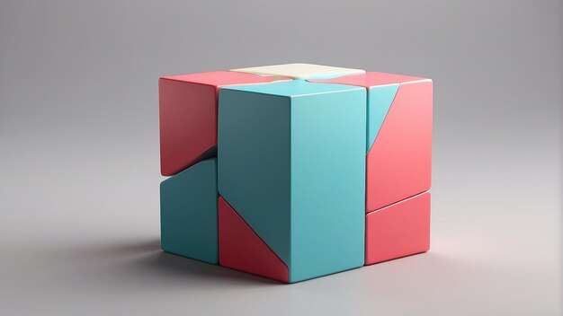 Cubo primitivo Renderización de formas geométricas Arte abstracto Visualización creativa Expresión artística