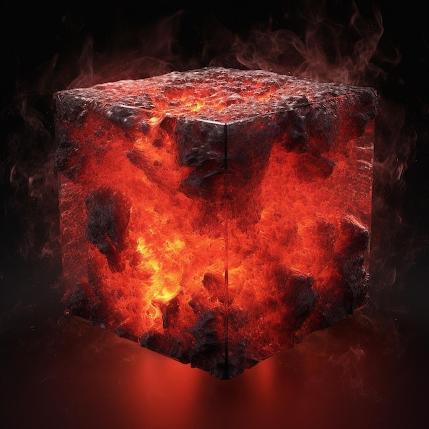 un cubo que tiene un fuego dentro