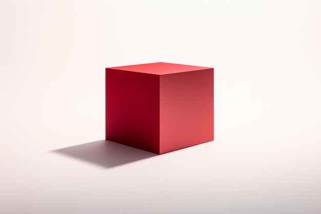 Foto un cubo rojo en una superficie blanca