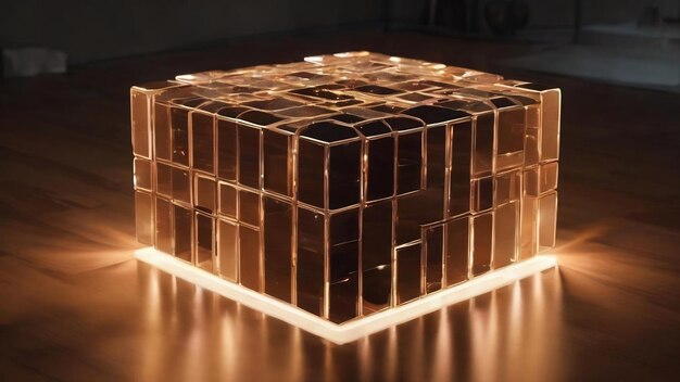 Cubo en superficie iluminada