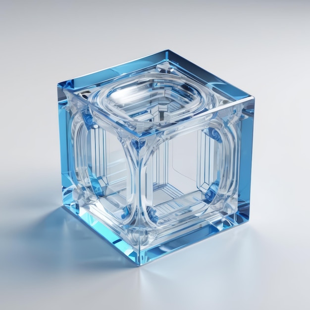 Foto cubo de vidrio con anillo en el interior