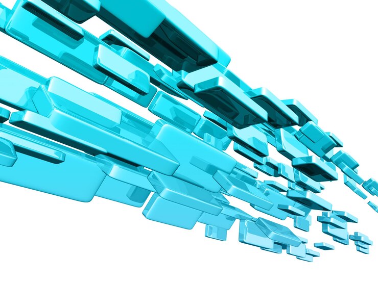 Foto cubos 3d azules con efectos de luz brillante