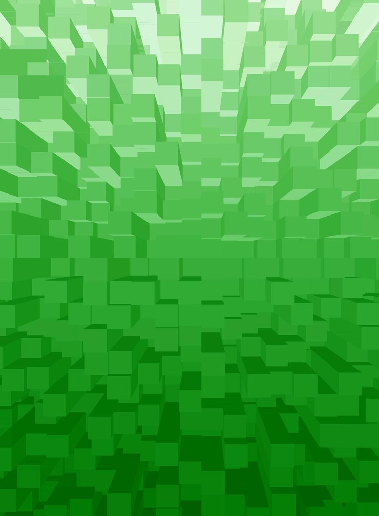 Foto cubos 3d de gradiente verde para fundo abstrato