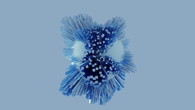 Los cubos abstractos dan forma a una esfera sobre fondo azul en el concepto de tecnología ilustración 3d