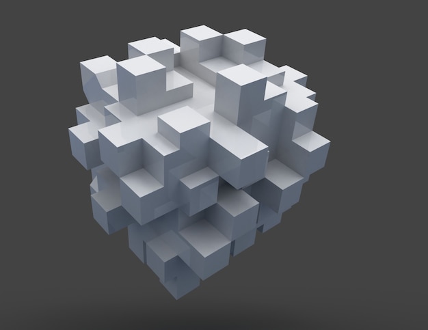 Cubos abstratos. Ilustração renderizada 3D