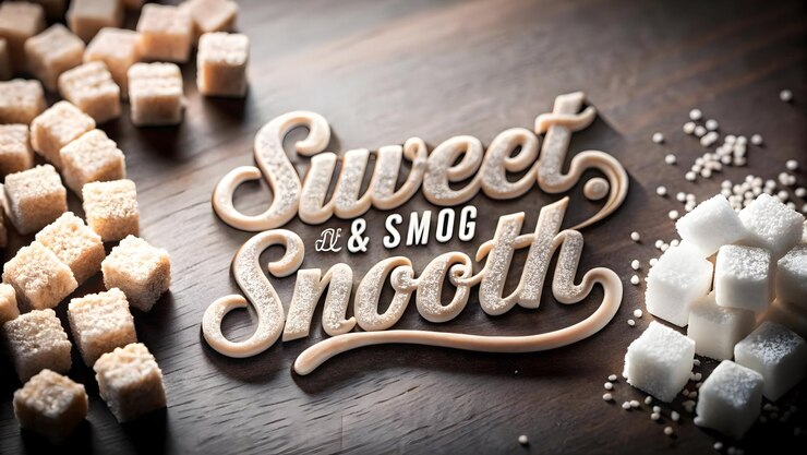 Foto cubos de azúcar abstractos que forman un remolino con el concepto de texto sweet smooth como un diseño vectorial suave