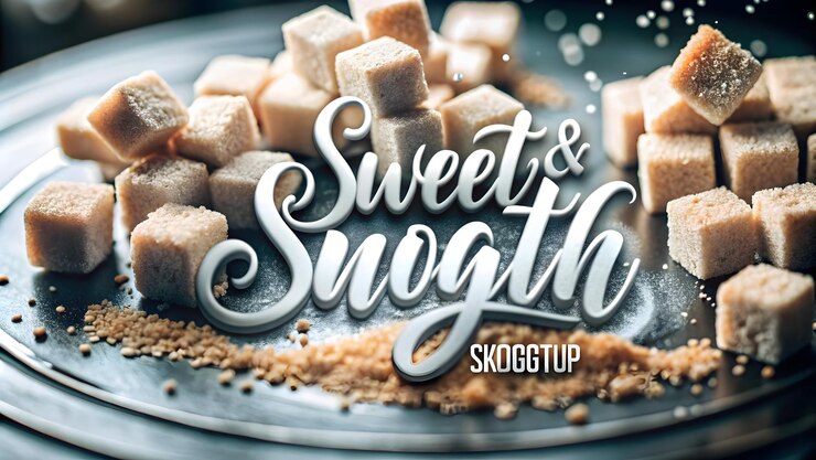Foto cubos de azúcar abstractos que forman un remolino con el concepto de texto sweet smooth como un diseño vectorial suave