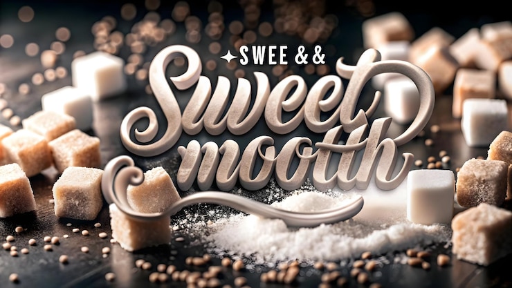 Foto cubos de azúcar abstractos que forman un remolino con el concepto de texto sweet smooth como un diseño vectorial suave