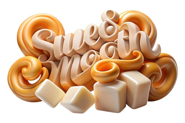 Cubos de azúcar abstractos que forman un remolino con el concepto de texto Sweet Smooth como un diseño vectorial suave