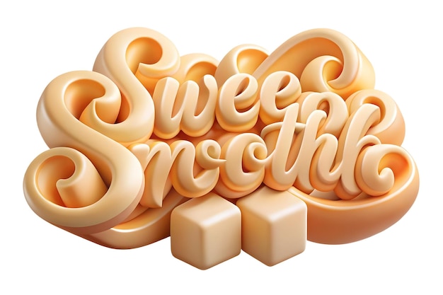 Cubos de azúcar planos abstractos que forman un remolino con el concepto de texto Sweet Smooth como un diseño vectorial suave