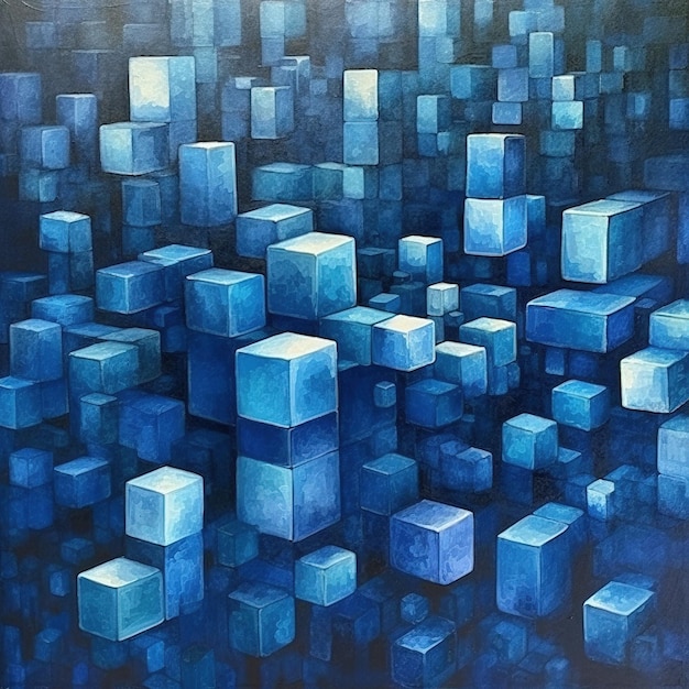 Cubos azuis abstratos Inteligência Artificial Gerativa