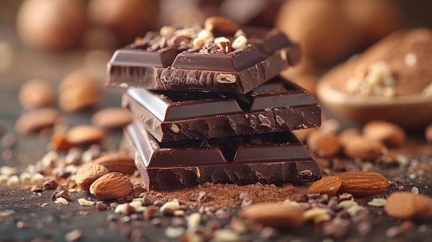 Cubos de chocolate con almendras