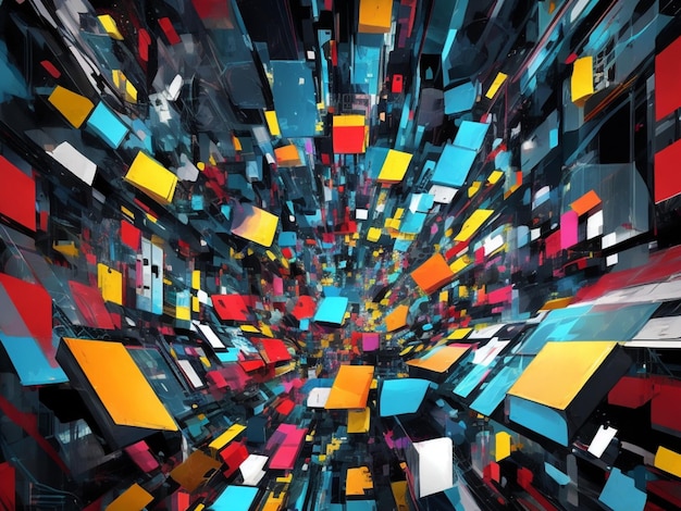 Los cubos coloridos crean un fondo abstracto vibrante