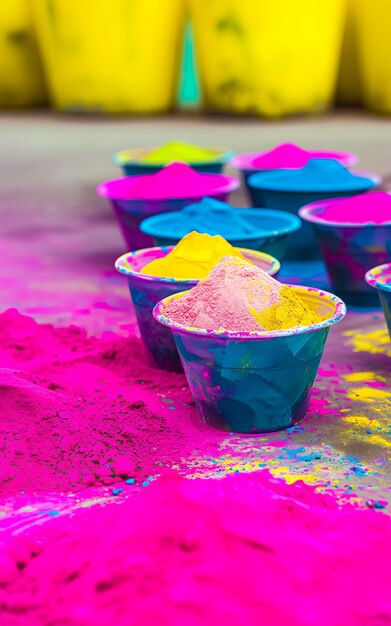 Foto cubos coloridos de cores holi prontos para a celebração