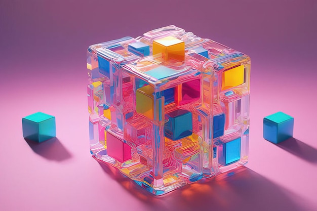 cubos coloridos renderização em 3 d