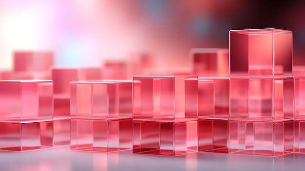 Cubos cor-de-rosa monocromáticos dispostos em um padrão sobreposto criam uma cena hipnotizante e serena