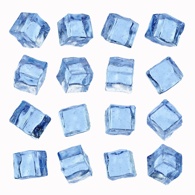 Cubos de gelo isolados em um branco
