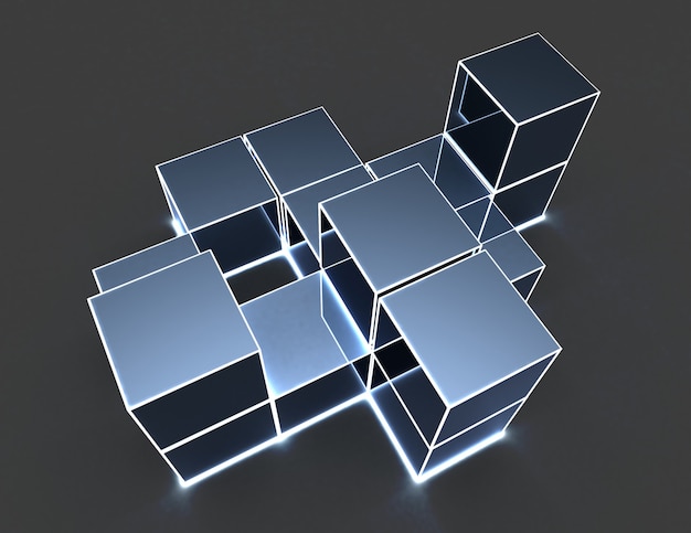 Cubos de fondo abstracto 3d. Ilustración 3d