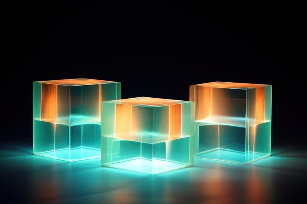 Cubos geométricos con bordes brillantes
