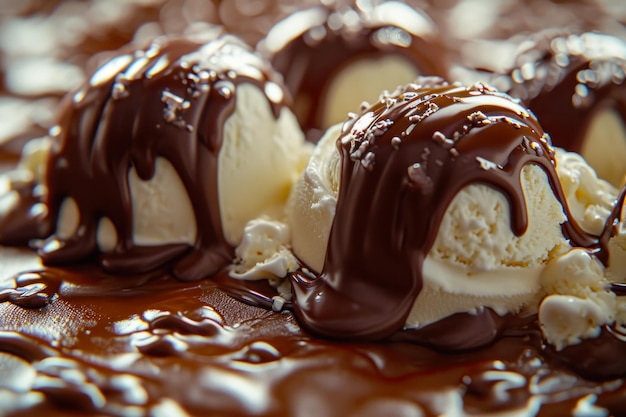 Los cubos de helado de vainilla empapados de chocolate