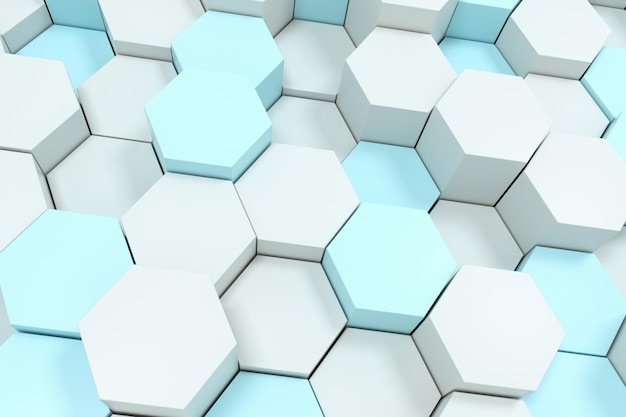 Cubos hexagonales blancos de renderizado 3d