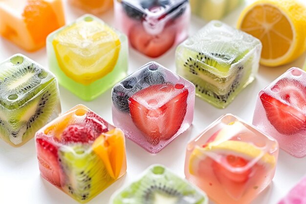 Foto cubos de hielo nublado con sabor derretido