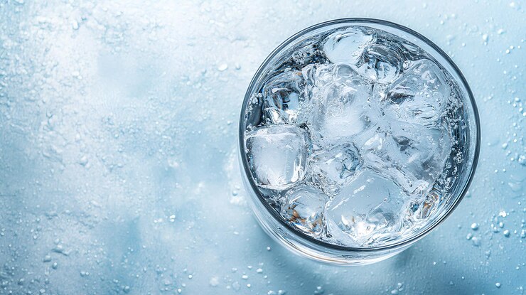 cubos de hielo en un vaso de hielo