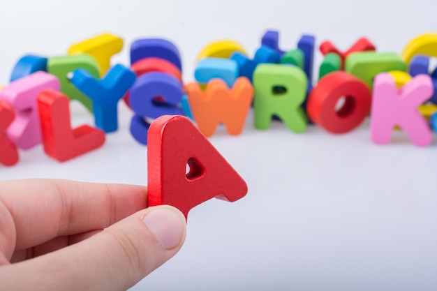 Cubos de letras de madera