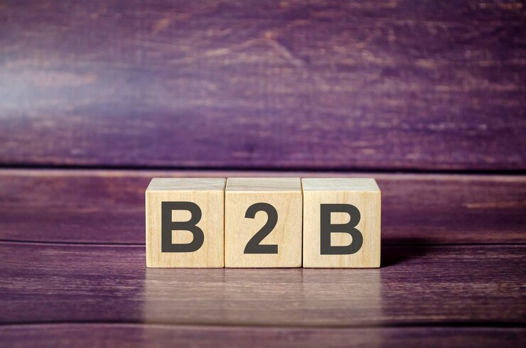 Foto cubos de madera con la palabra b2b negocio a negocio