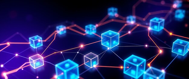 Cubos de neón en conexión de red