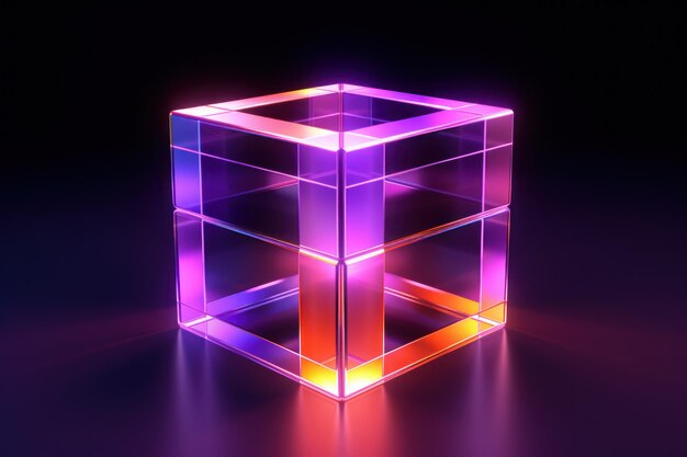 Foto cubos de neón en un telón de fondo 3d abstracto ai generativo