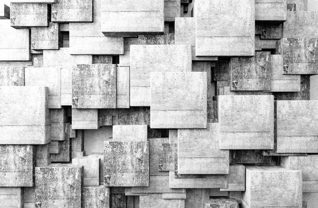 Foto cubos de piedra en una habitación oscura