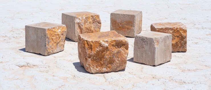 Foto cubos de piedra natural sobre un fondo blanco