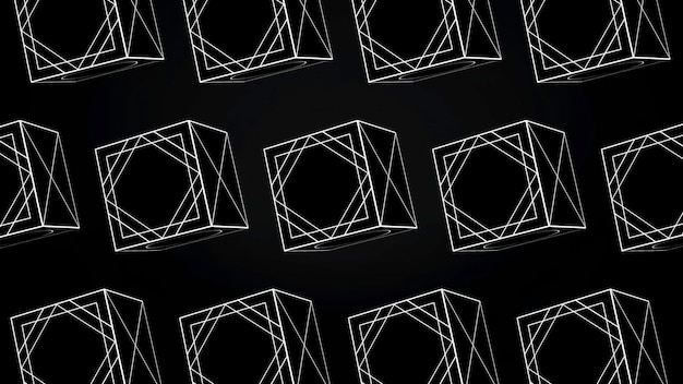 Cubos rotativos animación en bucle animación rotativa de cubos de líneas blancas sobre fondo negro
