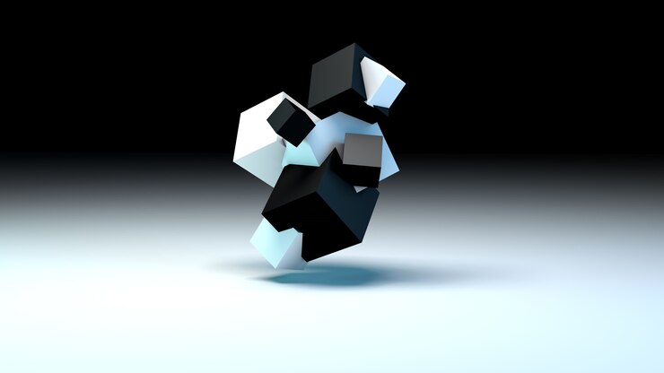Foto los cubos son una forma abstracta, un coágulo es una unión de formas.