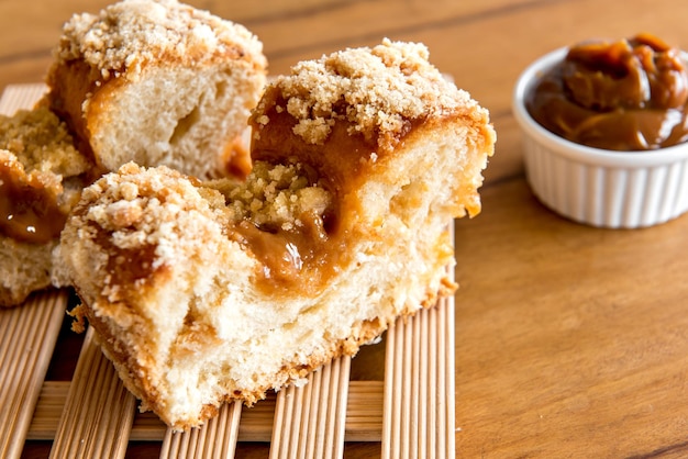 Cuca rellena de dulce de leche Delicioso postre típico del sur de Brasil