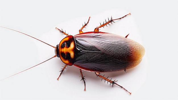 Foto cucaracha en un fondo blanco aislado