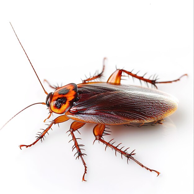 Foto una cucaracha con fondo blanco identificación de trabajo 2957d79770e040f9aaa356b8529a40cc