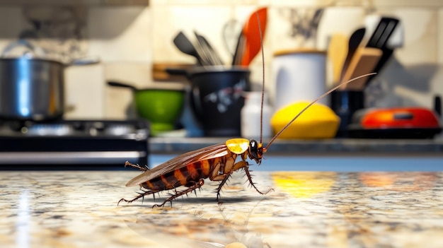 La cucaracha en el mostrador de la cocina