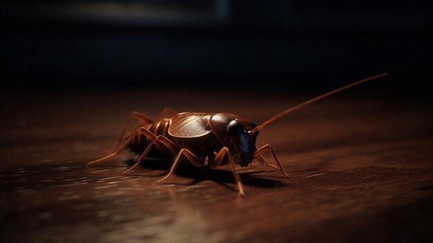 Una cucaracha en el suelo frente a una ventanagenerativa ai