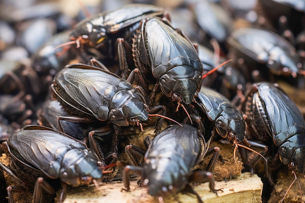 Las cucarachas prosperan en una vista de cerca de la granja de insectos