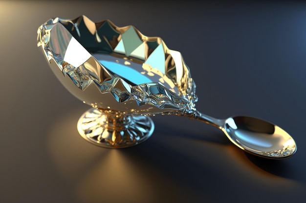 Una cuchara de plata con diamantes